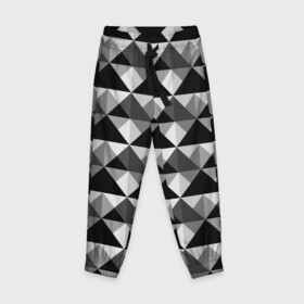 Детские брюки 3D с принтом Современный геометрический  в Екатеринбурге, 100% полиэстер | манжеты по низу, эластичный пояс регулируется шнурком, по бокам два кармана без застежек, внутренняя часть кармана из мелкой сетки | абстрактный | геометрический фигуры | модный | полигональный | популярный | треугольники | черно белый