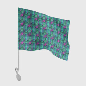 Флаг для автомобиля с принтом Бирюзовый клетчатый узор в Екатеринбурге, 100% полиэстер | Размер: 30*21 см | абстрактный | бирюзовый | клетка | модный | плед | разноцветный плед | современный | шотландка