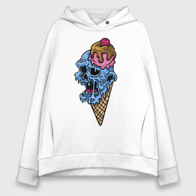 Женское худи Oversize хлопок с принтом Horror ice cream в Екатеринбурге, френч-терри — 70% хлопок, 30% полиэстер. Мягкий теплый начес внутри —100% хлопок | боковые карманы, эластичные манжеты и нижняя кромка, капюшон на магнитной кнопке | fear | halloween | horror | hype | ice cream | jaw | skull | teeth | зубы | мороженое | пасть | ужас | хайп | хэллоуин | череп