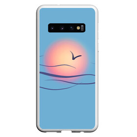 Чехол для Samsung Galaxy S10 с принтом Солнечный шар в Екатеринбурге, Силикон | Область печати: задняя сторона чехла, без боковых панелей | Тематика изображения на принте: sea | sun | закат | море | небо | птицы | солнце | чайки