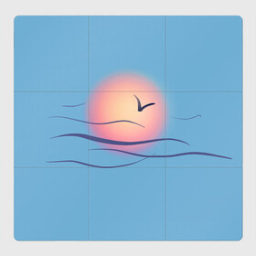 Магнитный плакат 3Х3 с принтом Солнечный шар в Екатеринбурге, Полимерный материал с магнитным слоем | 9 деталей размером 9*9 см | sea | sun | закат | море | небо | птицы | солнце | чайки