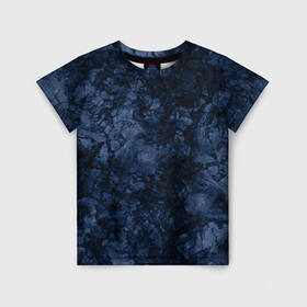 Детская футболка 3D с принтом Темно-синяя текстура камня  в Екатеринбурге, 100% гипоаллергенный полиэфир | прямой крой, круглый вырез горловины, длина до линии бедер, чуть спущенное плечо, ткань немного тянется | абстрактный | модный | молодежный | мрамор | мраморный узор | синий | современный