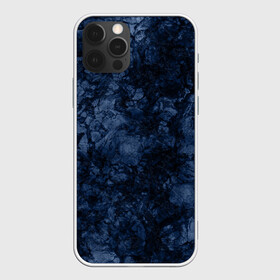 Чехол для iPhone 12 Pro с принтом Темно-синяя текстура камня  в Екатеринбурге, силикон | область печати: задняя сторона чехла, без боковых панелей | абстрактный | модный | молодежный | мрамор | мраморный узор | синий | современный