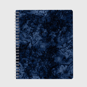 Тетрадь с принтом Темно-синяя текстура камня  в Екатеринбурге, 100% бумага | 48 листов, плотность листов — 60 г/м2, плотность картонной обложки — 250 г/м2. Листы скреплены сбоку удобной пружинной спиралью. Уголки страниц и обложки скругленные. Цвет линий — светло-серый
 | абстрактный | модный | молодежный | мрамор | мраморный узор | синий | современный