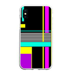 Чехол для iPhone XS Max матовый с принтом Геометрический  неоновый узор  в Екатеринбурге, Силикон | Область печати: задняя сторона чехла, без боковых панелей | абстрактный | геометрический | модный | молодежный | неоновый бирюзовый | неоновый узор | полосы | современный