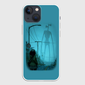 Чехол для iPhone 13 mini с принтом СИРЕНОГОЛОВЫЙ И ДЕВОЧКА в Екатеринбурге,  |  | siren head | гуманоид | игра | монстр | сиреноголовый | существо | хоррор