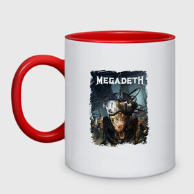 Кружка двухцветная с принтом Megadeth | Poster (Z) в Екатеринбурге, керамика | объем — 330 мл, диаметр — 80 мм. Цветная ручка и кайма сверху, в некоторых цветах — вся внутренняя часть | dave mustaine | megadeth | music | rock | дирк вербурен | дэвид эллефсон | дэйв мастейн | кико лоурейро | мегадеф | мегадэф | музыка | рок | трэш метал | хард рок | хеви метал
