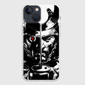Чехол для iPhone 13 mini с принтом Самурай | ЧБ | Лого (+спина) (Z) в Екатеринбурге,  |  | game | ghost of tsushim | jin sakai | ninja | samurai | the ghost of tsushima | буке | вакидзаси | воин | вояк | дайсё | дзин сакай | иайто | игра | катана | кодати | мононофу | мститель | мушя | ниндзя | нодати | одати | призрак цусимы | с