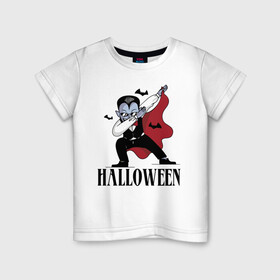 Детская футболка хлопок с принтом Vampire Dab в Екатеринбурге, 100% хлопок | круглый вырез горловины, полуприлегающий силуэт, длина до линии бедер | bat | dab | gesture | halloween | holiday | suit | vampire | вампир | жест | костюм | летучая мышь | очки | праздник | хэллоуин