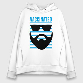 Женское худи Oversize хлопок с принтом Vaccinated в Екатеринбурге, френч-терри — 70% хлопок, 30% полиэстер. Мягкий теплый начес внутри —100% хлопок | боковые карманы, эластичные манжеты и нижняя кромка, капюшон на магнитной кнопке | coronavirus | covid19 | virus | вакцина | вакцинация | вирус | грипп | заражение | здоровье | иммунитет | инфекция | карантин | корона | коронавирус | маска | пандемия | прививка | самоизоляция | спутник