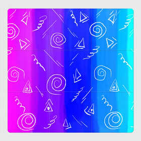 Магнитный плакат 3Х3 с принтом Арт абстракция  в Екатеринбурге, Полимерный материал с магнитным слоем | 9 деталей размером 9*9 см | abstract | art | drawing | illustration | белый | мел | принт | розовый | фон