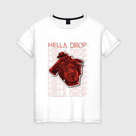Женская футболка хлопок с принтом HELLA DROP GARGONA в Екатеринбурге, 100% хлопок | прямой крой, круглый вырез горловины, длина до линии бедер, слегка спущенное плечо | ад | гаргона | готика | дьявол | зло | медуза | ужас | ужасы | хоррор | хэллоуин