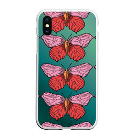 Чехол для iPhone XS Max матовый с принтом Зеленый принт с бабочками :) в Екатеринбурге, Силикон | Область печати: задняя сторона чехла, без боковых панелей | бабочки | градиент | графический | грустный | зеленый | меланхолия | насекомые | ретро | розовый | странный