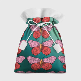 Подарочный 3D мешок с принтом Зеленый принт с бабочками :) в Екатеринбурге, 100% полиэстер | Размер: 29*39 см | Тематика изображения на принте: бабочки | градиент | графический | грустный | зеленый | меланхолия | насекомые | ретро | розовый | странный