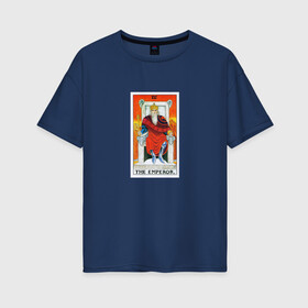 Женская футболка хлопок Oversize с принтом Император I Карта Таро в Екатеринбурге, 100% хлопок | свободный крой, круглый ворот, спущенный рукав, длина до линии бедер
 | император | карты | магия | старшие арканы | таро | таро райдера уэйта | хозяин | эзотерика