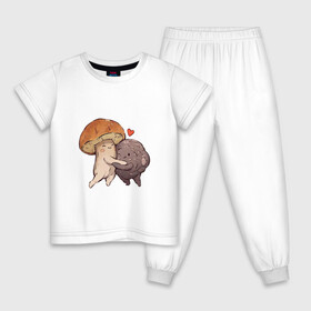 Детская пижама хлопок с принтом Боровик и шампиньон в Екатеринбурге, 100% хлопок |  брюки и футболка прямого кроя, без карманов, на брюках мягкая резинка на поясе и по низу штанин
 | Тематика изображения на принте: арт | белый | белый грипп | боровик | гриб | грибочек | грибы | мило | милота | рисунок | свежие грибы | свежий гриб | свежий продукт | шампиньон