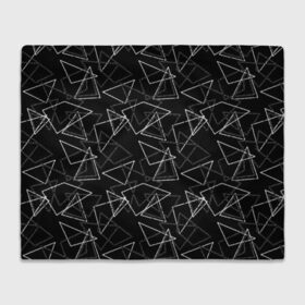 Плед 3D с принтом Черно-белый геометрический  в Екатеринбурге, 100% полиэстер | закругленные углы, все края обработаны. Ткань не мнется и не растягивается | абстрактный | геометрические фигуры | монохромный | мужской | треугольники | черный и белый | черный фон