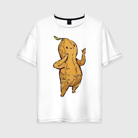 Женская футболка хлопок Oversize с принтом Арахис в Екатеринбурге, 100% хлопок | свободный крой, круглый ворот, спущенный рукав, длина до линии бедер
 | арахис | арт | мило | милота | орех | орехи | рисунок | свежие орехи | свежий орех | свежий продукт