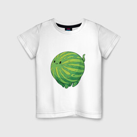 Детская футболка хлопок с принтом Арбуз в Екатеринбурге, 100% хлопок | круглый вырез горловины, полуприлегающий силуэт, длина до линии бедер | арбуз | арт | мило | милота | рисунок | свежая ягода | свежие ягоды | свежий продукт | ягода | ягоды