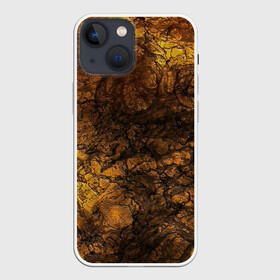 Чехол для iPhone 13 mini с принтом Абстрактный узор текстура в Екатеринбурге,  |  | каменный узор | камень | коричневый | маскировочный | милитари | мраморный | темный оранжевый | черный и оранжевый