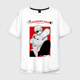 Мужская футболка хлопок Oversize с принтом CHAINSAW MAN | DENJI в Екатеринбурге, 100% хлопок | свободный крой, круглый ворот, “спинка” длиннее передней части | anime | chainsaw man | denji | manga | аниме | бензопильщик | денджи | денчик | дэндзи | манга | человек бензопила