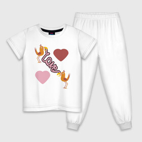 Детская пижама хлопок с принтом Любовь в Екатеринбурге, 100% хлопок |  брюки и футболка прямого кроя, без карманов, на брюках мягкая резинка на поясе и по низу штанин
 | любовь | надпись на английском | попугаи | птицы | сердца