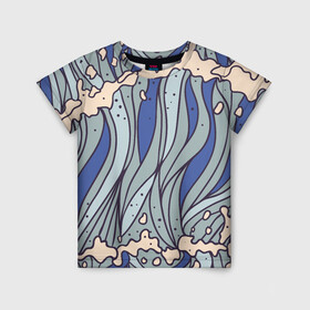 Детская футболка 3D с принтом Волна в Екатеринбурге, 100% гипоаллергенный полиэфир | прямой крой, круглый вырез горловины, длина до линии бедер, чуть спущенное плечо, ткань немного тянется | blue | ocean | river | sea | water | волна | лето | море | морская пена | океан | поток | река