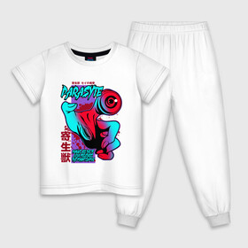Детская пижама хлопок с принтом Kiseijuu - Migi в Екатеринбурге, 100% хлопок |  брюки и футболка прямого кроя, без карманов, на брюках мягкая резинка на поясе и по низу штанин
 | Тематика изображения на принте: kiseijuu | migi | parasite | parasyte | миги | паразит