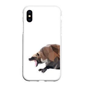 Чехол для iPhone XS Max матовый с принтом Росомаха в Екатеринбурге, Силикон | Область печати: задняя сторона чехла, без боковых панелей | животное | зверь | злость | куница | медведь | милое животное | полигональный | росомаха | собака