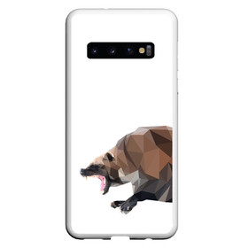 Чехол для Samsung Galaxy S10 с принтом Росомаха в Екатеринбурге, Силикон | Область печати: задняя сторона чехла, без боковых панелей | Тематика изображения на принте: животное | зверь | злость | куница | медведь | милое животное | полигональный | росомаха | собака