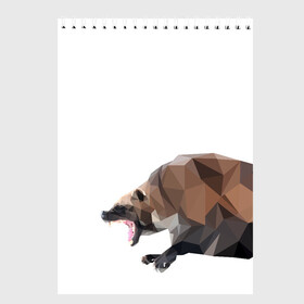 Скетчбук с принтом Росомаха в Екатеринбурге, 100% бумага
 | 48 листов, плотность листов — 100 г/м2, плотность картонной обложки — 250 г/м2. Листы скреплены сверху удобной пружинной спиралью | Тематика изображения на принте: животное | зверь | злость | куница | медведь | милое животное | полигональный | росомаха | собака