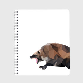 Тетрадь с принтом Росомаха в Екатеринбурге, 100% бумага | 48 листов, плотность листов — 60 г/м2, плотность картонной обложки — 250 г/м2. Листы скреплены сбоку удобной пружинной спиралью. Уголки страниц и обложки скругленные. Цвет линий — светло-серый
 | Тематика изображения на принте: животное | зверь | злость | куница | медведь | милое животное | полигональный | росомаха | собака