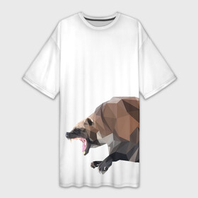 Платье-футболка 3D с принтом Росомаха в Екатеринбурге,  |  | Тематика изображения на принте: животное | зверь | злость | куница | медведь | милое животное | полигональный | росомаха | собака