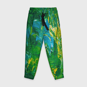 Детские брюки 3D с принтом Я вижу в Екатеринбурге, 100% полиэстер | манжеты по низу, эластичный пояс регулируется шнурком, по бокам два кармана без застежек, внутренняя часть кармана из мелкой сетки | абстрактный лес | абстракция | гуашь | зеленое море | зелень | краски | лес | мазки | художества | художник | я вижу