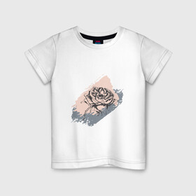 Детская футболка хлопок с принтом Темная роза - абстракция в Екатеринбурге, 100% хлопок | круглый вырез горловины, полуприлегающий силуэт, длина до линии бедер | абстрактный | абстракция | гранж | графика | графическая | краска | мазки | рисунок | роза | цветок | цветочный