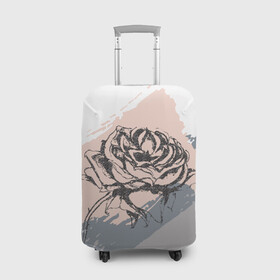 Чехол для чемодана 3D с принтом Абстракция с розой в Екатеринбурге, 86% полиэфир, 14% спандекс | двустороннее нанесение принта, прорези для ручек и колес | абстракция | гранж | графика | графический | пастель | пастельная | роза | цветок | цветочный