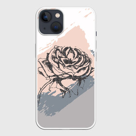 Чехол для iPhone 13 с принтом Абстракция с розой в Екатеринбурге,  |  | абстракция | гранж | графика | графический | пастель | пастельная | роза | цветок | цветочный