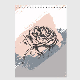 Скетчбук с принтом Абстракция с розой в Екатеринбурге, 100% бумага
 | 48 листов, плотность листов — 100 г/м2, плотность картонной обложки — 250 г/м2. Листы скреплены сверху удобной пружинной спиралью | абстракция | гранж | графика | графический | пастель | пастельная | роза | цветок | цветочный