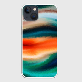 Чехол для iPhone 13 с принтом Мозаичный абстрактный узор в Екатеринбурге,  |  | зеленый | мозаичная текстура | оранжевый | разноцветный | современный | узор