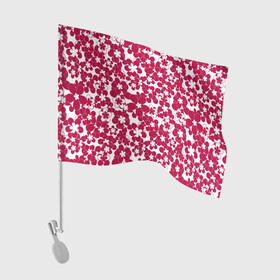 Флаг для автомобиля с принтом Бело-красный цветочный  в Екатеринбурге, 100% полиэстер | Размер: 30*21 см | детский | для девочек | красные цветы | красный и белый | летний | малышам | цветочный узор
