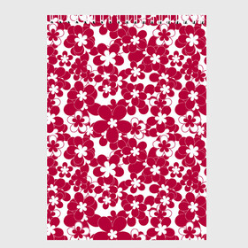 Скетчбук с принтом Бело-красный цветочный  в Екатеринбурге, 100% бумага
 | 48 листов, плотность листов — 100 г/м2, плотность картонной обложки — 250 г/м2. Листы скреплены сверху удобной пружинной спиралью | детский | для девочек | красные цветы | красный и белый | летний | малышам | цветочный узор
