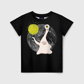 Детская футболка 3D с принтом Миги в Екатеринбурге, 100% гипоаллергенный полиэфир | прямой крой, круглый вырез горловины, длина до линии бедер, чуть спущенное плечо, ткань немного тянется | Тематика изображения на принте: kiseijuu | migi | parasite | parasyte | миги | паразит