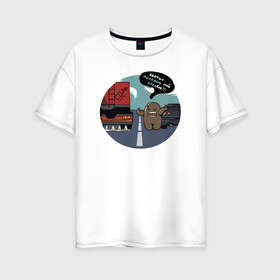 Женская футболка хлопок Oversize с принтом Соль VS JDM в Екатеринбурге, 100% хлопок | свободный крой, круглый ворот, спущенный рукав, длина до линии бедер
 | cry | domokun | jdm | nissan | r33 | skyline | дорога | зима | соль