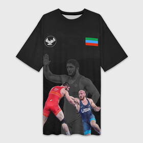 Платье-футболка 3D с принтом Dagestan wrestling team в Екатеринбурге,  |  | abdulrashid | dagestan | freestyle | sadulaev | team | wrestling | абдулрашид | борьба | вольная | дагестан | кавказ | республика | садулаев | сборная | федерация | хасавюрт