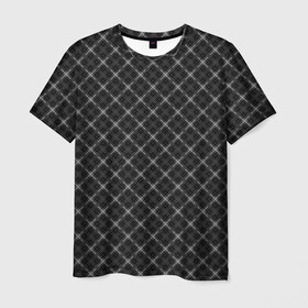 Мужская футболка 3D с принтом Серо-черный плед  в Екатеринбурге, 100% полиэфир | прямой крой, круглый вырез горловины, длина до линии бедер | клетка | клетчатый узор | молодежный | мужской | рубашечный | серный | черный | шотландка