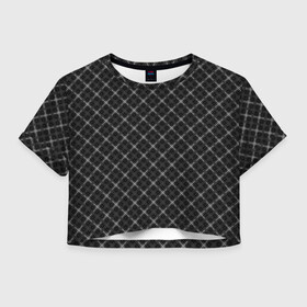 Женская футболка Crop-top 3D с принтом Серо-черный плед  в Екатеринбурге, 100% полиэстер | круглая горловина, длина футболки до линии талии, рукава с отворотами | клетка | клетчатый узор | молодежный | мужской | рубашечный | серный | черный | шотландка