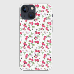 Чехол для iPhone 13 mini с принтом Акварельный узор клубника в Екатеринбурге,  |  | акварельные ягоды | акварельный узор | детский | клубника | красные ягоды | летний | малышам