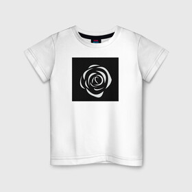 Детская футболка хлопок с принтом Rose в Екатеринбурге, 100% хлопок | круглый вырез горловины, полуприлегающий силуэт, длина до линии бедер | black | carbon | flower | rose | модненько | прикольненько | цветочек