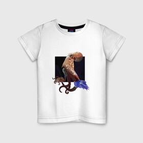 Детская футболка хлопок с принтом Осьминожки в Екатеринбурге, 100% хлопок | круглый вырез горловины, полуприлегающий силуэт, длина до линии бедер | арт | дикие животные | дикие звери | животное | животные | море | морские животные | осьминог осьминоги | природа | рисунок