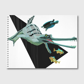 Альбом для рисования с принтом Крокодильчик в Екатеринбурге, 100% бумага
 | матовая бумага, плотность 200 мг. | Тематика изображения на принте: арт | гавиаловый крокодил | дикие животные | дикие звери | животное | животные | крокодил | природа | рисунок | рыба | рыбы | черепаха | черепашка
